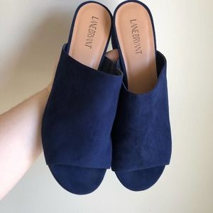 Lane Bryant Navy Blue Peep-Toe Loafers